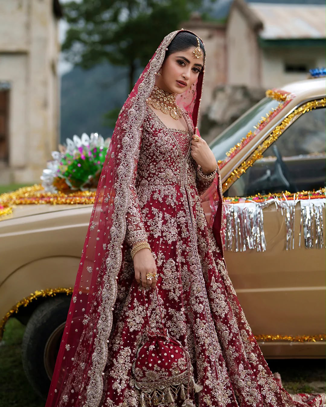 Royal Crimson Hand-Embellished Bridal Lehenga Set