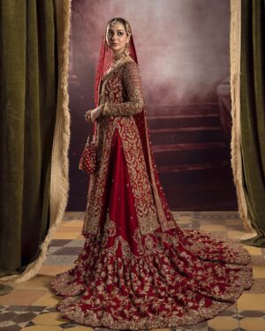 WhatsApp Image 2026-07-18 at 6.53.12 PM (3) Royal Maroon Hand-Embellished Long Kurti & Trailing Lehenga Set