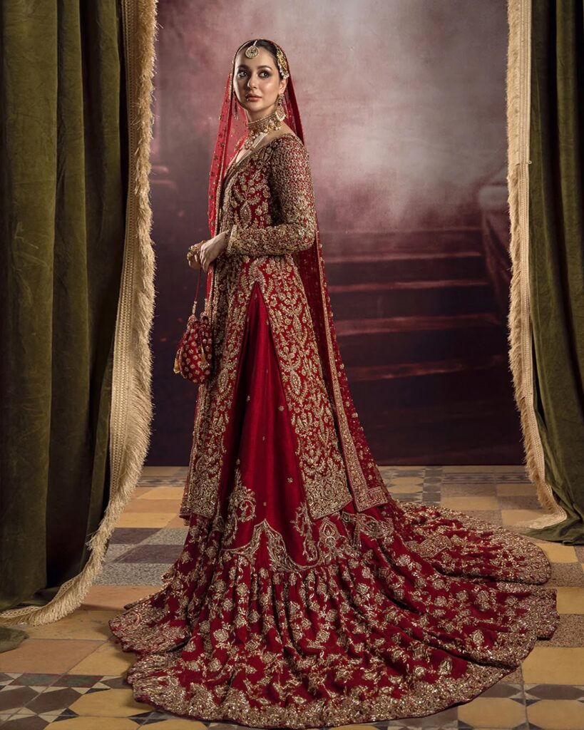 Home Royal Maroon Hand-Embellished Long Kurti & Trailing Lehenga Set