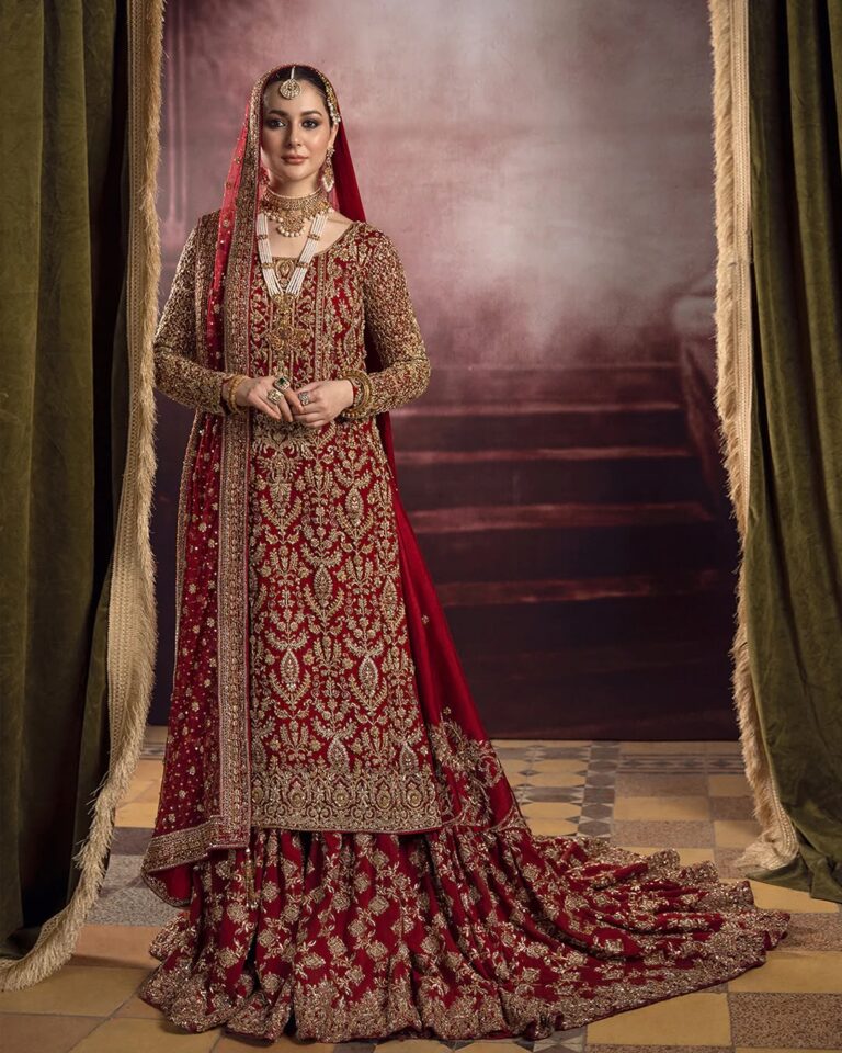 Royal Maroon Hand-Embellished Long Kurti & Trailing Lehenga Set
